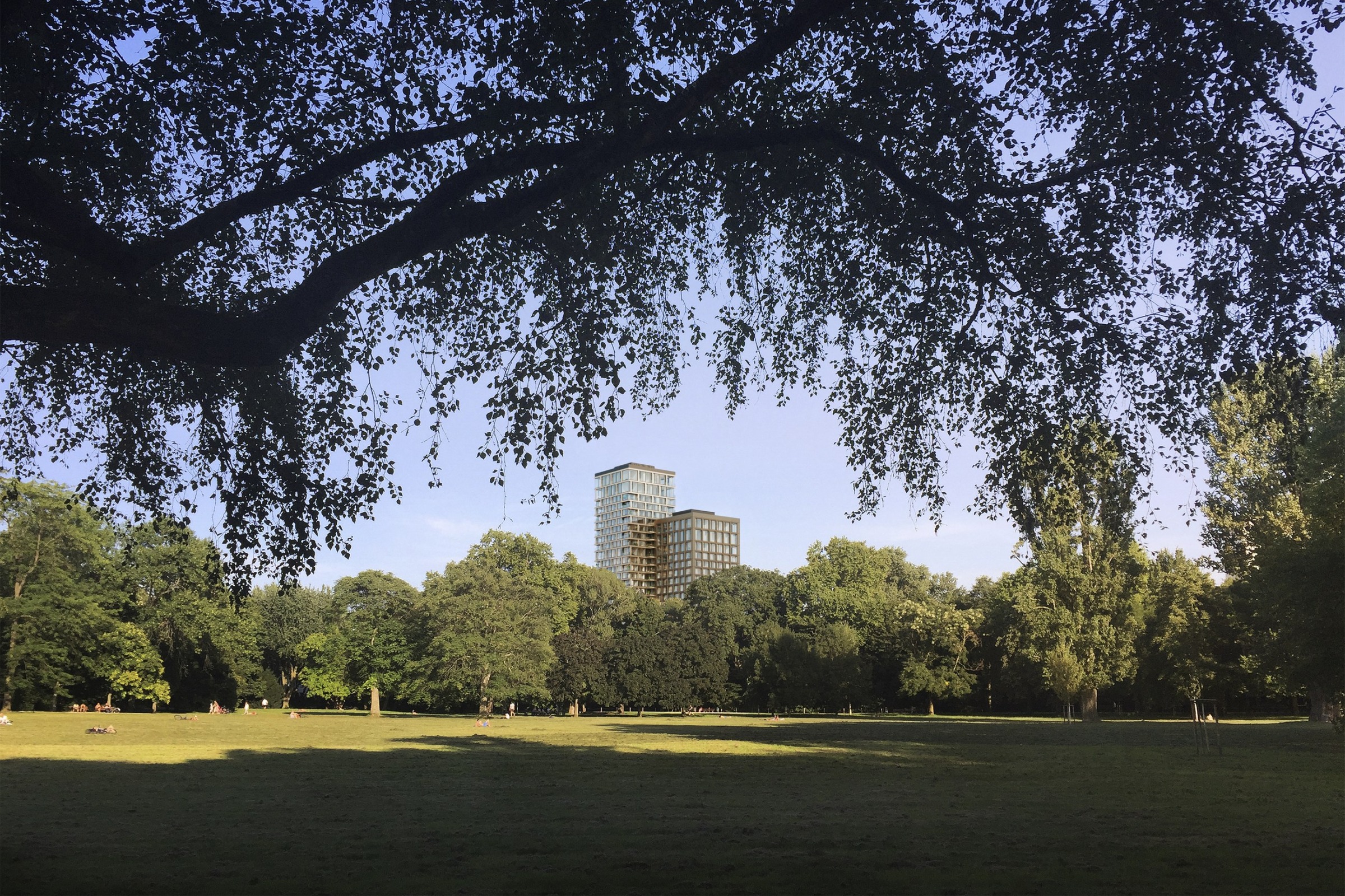 View from Grüneburgpark toward 160 Park View