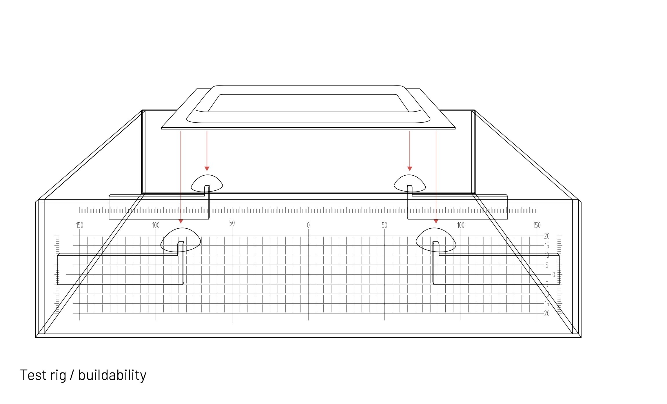 Technical drawing of a test rig used to evaluate buildability and support conditions for an Adaptive Sun Skins panel.
