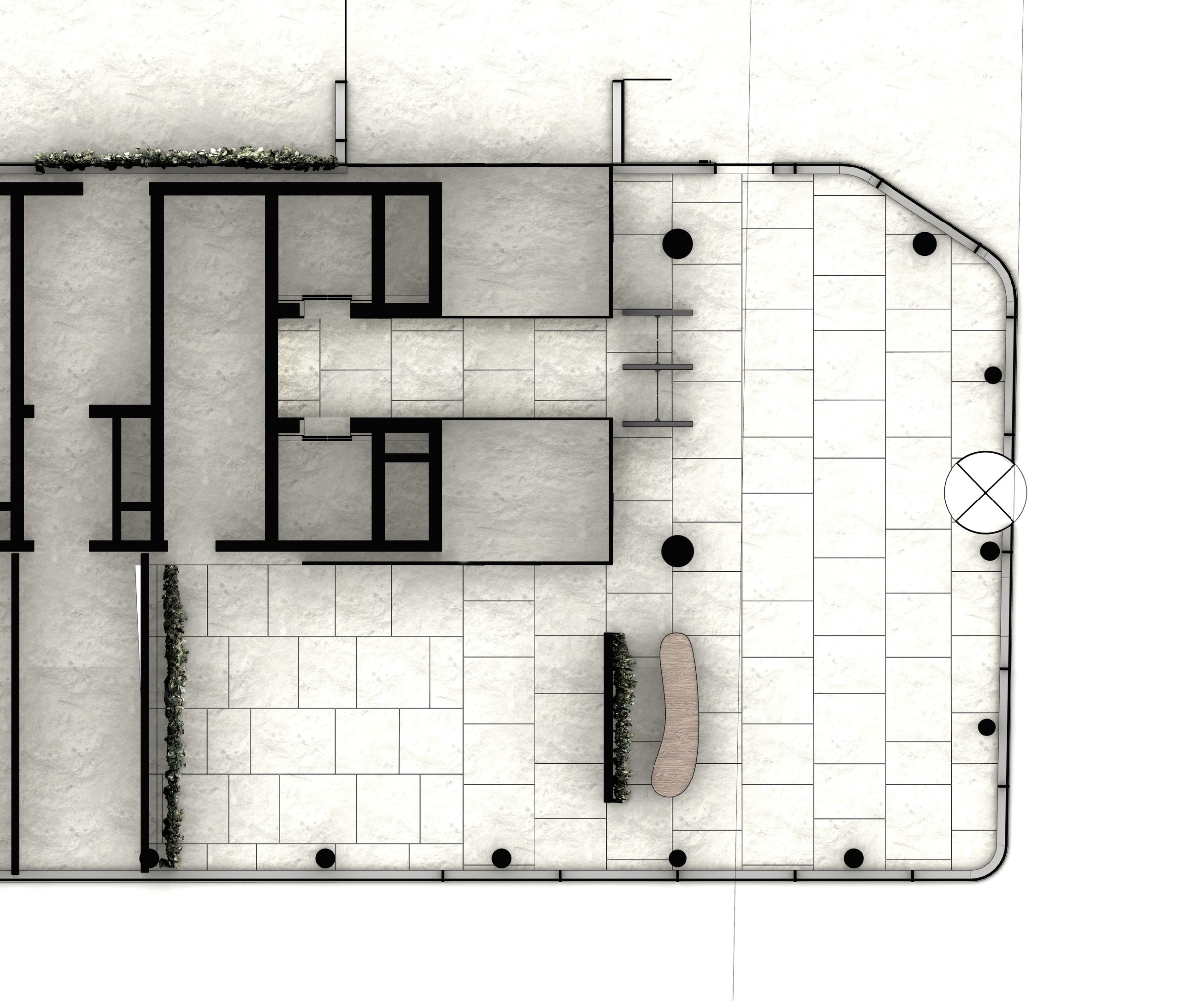 CANYON lobby plan study with public ground-floor layout
