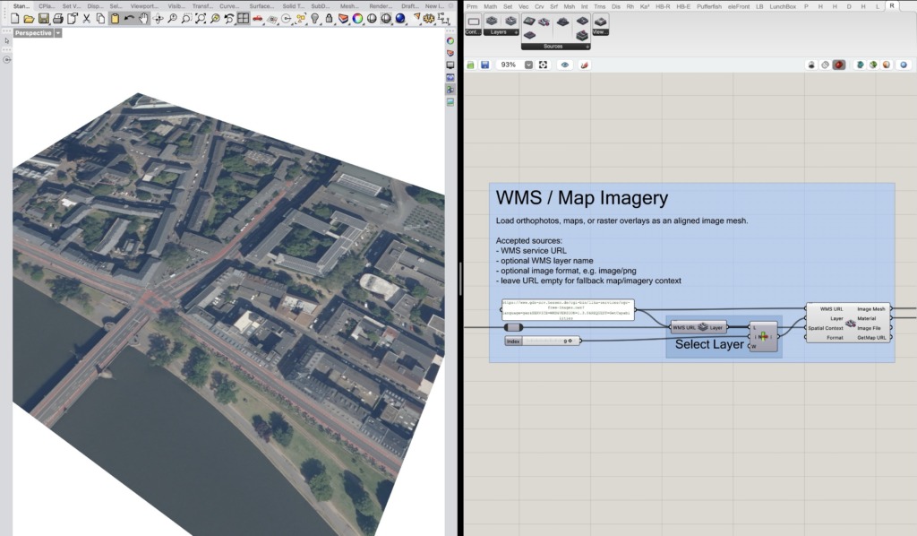 Load WMS map imagery workflow in Grasshopper