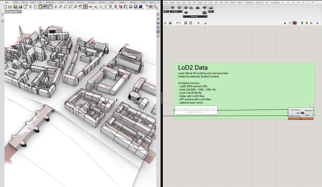 Load LoD2 Buildings workflow in Grasshopper