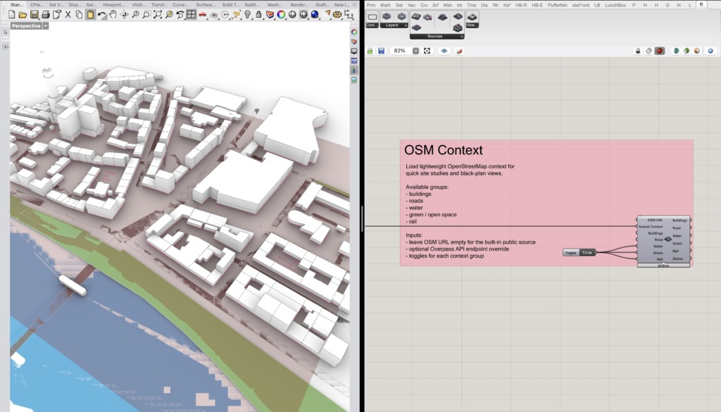 Load OSM workflow in Grasshopper